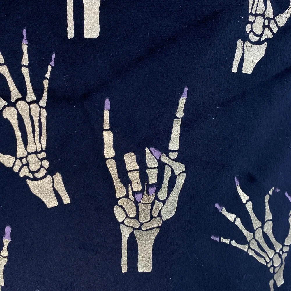 Lunaville Table Runner Black Gold Metallic Skeleton Hand Beaded Nails Halloween